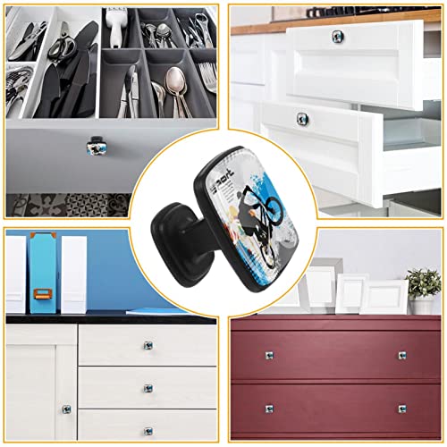 Tirador Para Muebles Ciclista Manija Del Cajón Cristal Perilla De Cajón Negro Pomo Para Muebles 4 Piezas Para Cocina Salón Baño 3x2.1x2 cm