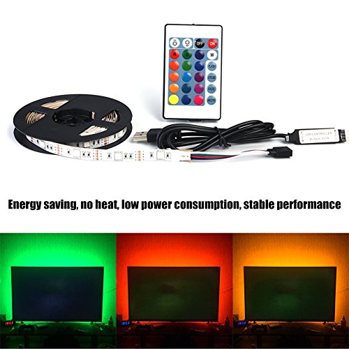 Tiras LED RGB 5050 DC 5V Tira LED de Luces LED con el Cable del USB y 24 Key Teledirigido, Tiras LED Tamaño 1 m / 2 m / 3 m / 4 m / 5 m disponible, No es Impermeable(1m 30LED)