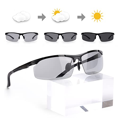 TJUTR Gafas de sol polarizadas fotocromáticas para hombres, seguridad durante la conducción, protección UV, antirreflejos, reduce la fatiga ocular