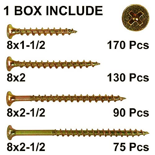 T.K.Excellent 465 unids autorroscantes Phillips cabeza plana tornillos DIY carpintería tornillos.