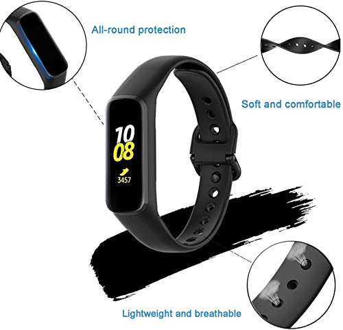 TLING 3 Piezas Correas para Samsung Galaxy Fit 2 Correas, Reemplazo Pulsera Transpirable Resistente al Sudor Silicona Pulsera Correa para Samsung Galaxy Fit 2, Negro + Rojo + Azul