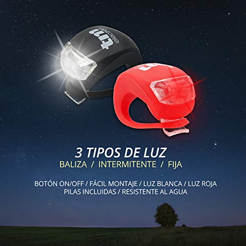 TM Electron TMTOR003 Set de luces LED frontal y trasera de silicona impermeable para bicicleta con 3 modos