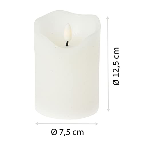 ToCi Juego de velas LED blancas con 4 velas de cera auténtica sin llama con mecha negra y temporizador, color blanco, diámetro 7,5 x 12,5 cm