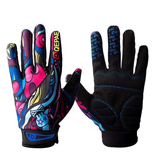 Tofern Unisex Cool Skull Skeleton Guantes de Dedo Completo para Bicicleta Motocicleta Ciclismo Invierno Cálido Deportes Senderismo Fitness Gimnasio Guantes, Vistoso S