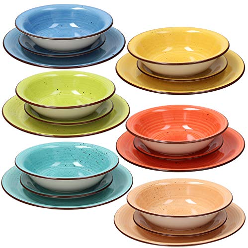 Tognana Art & Pepper Stoneware - Vajilla de 18 piezas, multicolor