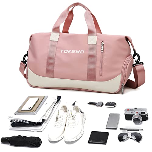 Tokeya Bolsa Viaje Mujer Hombre Plegable Deporte Bolso Mochila Weekender Playa Gimnasio Neceser Impermeable Grande Bolsos Maletas Regalo Navidad, Rosa