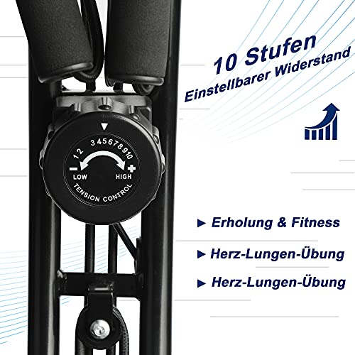 TOLEAD Bicicleta EstáTica Para Ejercicios Plegable De Forma X Con Pantalla LCD, Respaldo, Niveles De Resistencia De Magnética Ajustables y Sensores De Pulso De Mano (Negro)