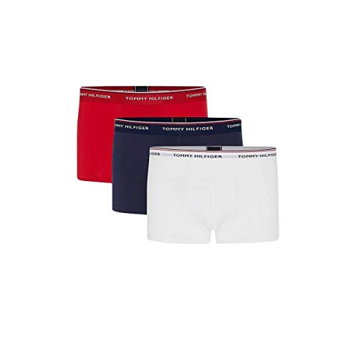 Tommy Hilfiger 3p Trunk Bóxer, Blanco (White/Tango Red/Peacoat 611), Medium (Pack de 3) para Hombre