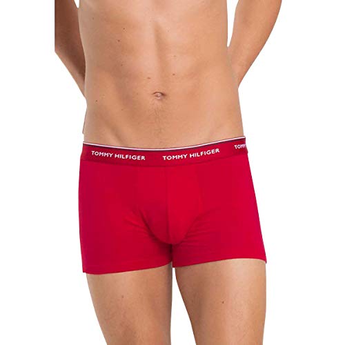 Tommy Hilfiger 3p Trunk Bóxer, Blanco (White/Tango Red/Peacoat 611), Medium (Pack de 3) para Hombre