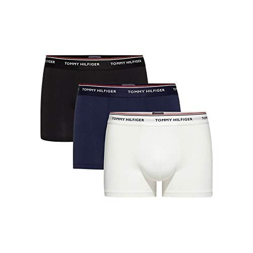 Tommy Hilfiger 3p Trunk Bóxer, Blanco (White/Tango Red/Peacoat 611), Medium (Pack de 3) para Hombre