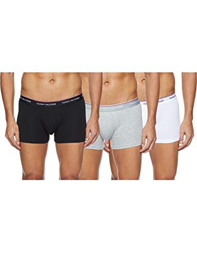 Tommy Hilfiger 3p Trunk Bóxer, Negro (Black/Grey Heather/White 004), Medium (Pack de 3) para Hombre