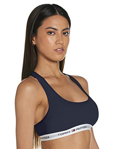 Tommy Hilfiger Bralette Sujetador Deportivo, Azul (Navy/White Blazer-PT 416), 36 (Talla del Fabricante: SM) para Mujer