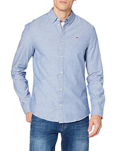 Tommy Hilfiger TJM Slim Stretch Oxford Shirt Camisa, Azul (Twilight Navy), XXL para Hombre