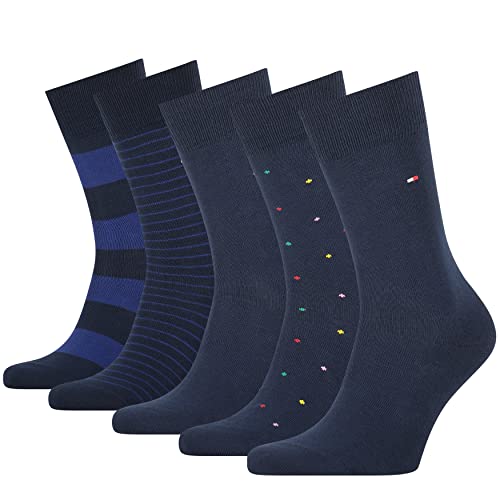 Tommy Hilfiger Tommy Hilfiger Stripe And Dot Men'S SoCKs Tin Gift Box, Calcetín Clásico para Hombre, Azul (Navy), 39/42