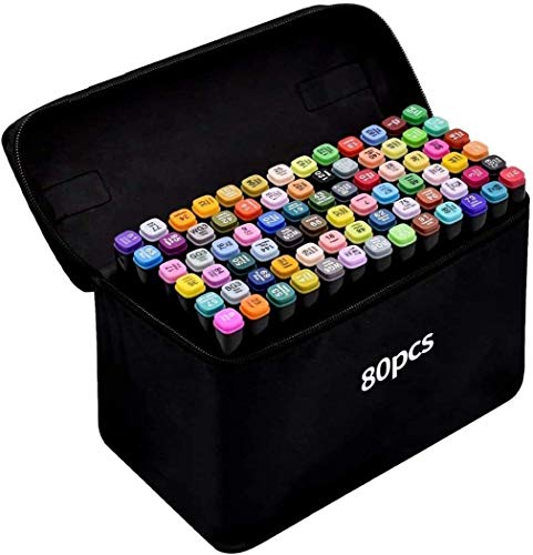 TongfuShop Rotulador de 80 Colores Marker Pen Marcadores Manga Creativos Rotulador Alcohol de Punta Doble ara Acuarela Graffiti para Principiantes Set de Rotuladores de Boceto