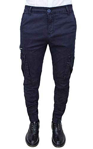 Tony Backer Cargo - Pantalones Vaqueros para Hombre, Color Azul Oscuro Bleu Foncé 50