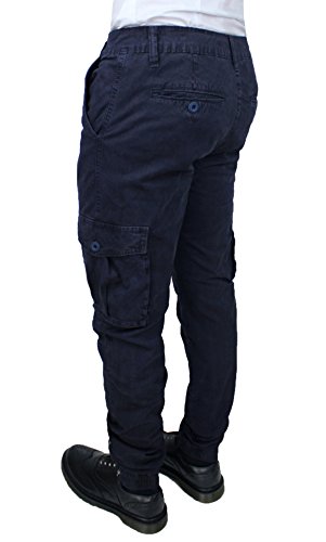Tony Backer Cargo - Pantalones Vaqueros para Hombre, Color Azul Oscuro Bleu Foncé 50