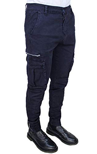 Tony Backer Cargo - Pantalones Vaqueros para Hombre, Color Azul Oscuro Bleu Foncé 50