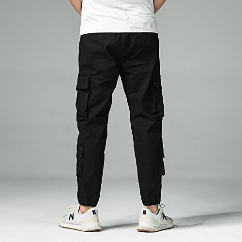 Tony Backer Pantalones Cargo para hombre de algodón, pantalones para hombre, pantalones de hombre, pantalones de hombre, bolsillos laterales, pantalones informales Negro-g6555, S