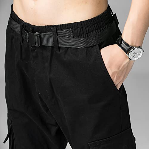 Tony Backer Pantalones Cargo para hombre de algodón, pantalones para hombre, pantalones de hombre, pantalones de hombre, bolsillos laterales, pantalones informales Negro-g6555, S