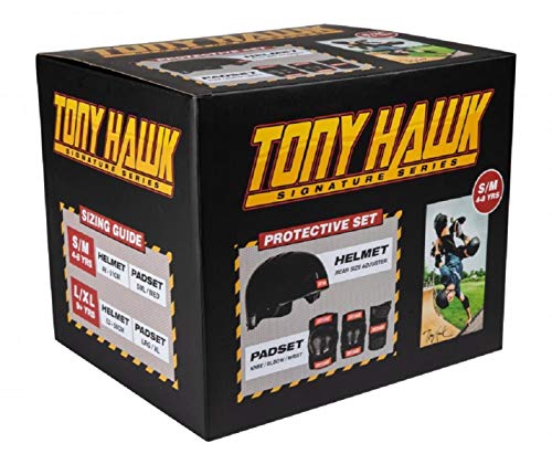 Tony Hawk Helmet & Padset 4-8 Yrs Kit de protección, Juventud Unisex, Black/Red (Multicolor), s/m