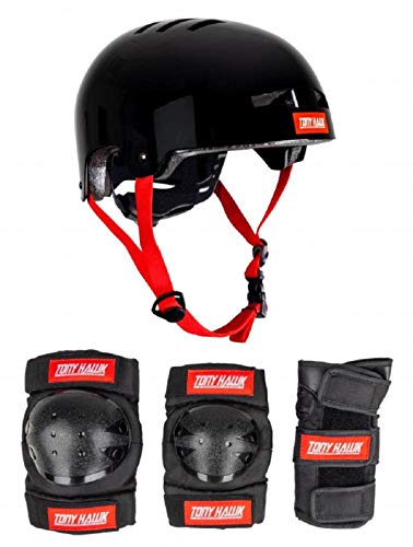 Tony Hawk Helmet & Padset 4-8 Yrs Kit de protección, Juventud Unisex, Black/Red (Multicolor), s/m