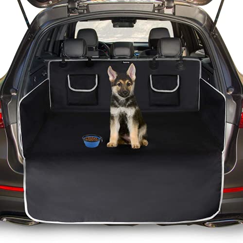 Toozey Funda para Maletero de Coche Universal, Impermeable & Antideslizante, 185 x 105 cm Funda para Perros para Todos los Autos, 2 Bolsillos Grandes, Cuenco Plegable y E-Book Bono, Negro