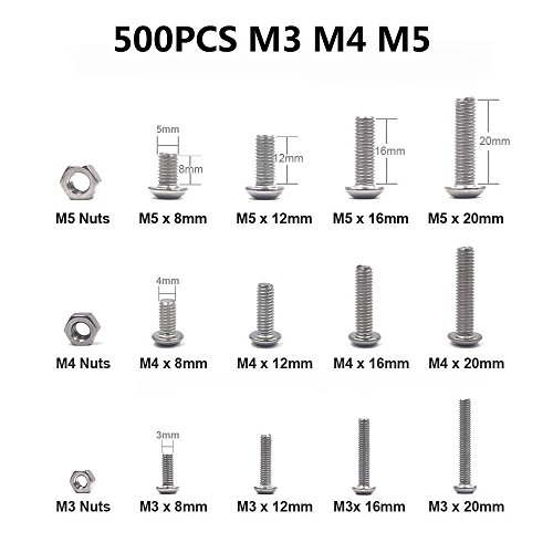 TopDirect 500pcs M3 M4 M5 Tornillos de Cabeza Plana Acero Inoxidable Grub Tornillos y Tornillos Surtido kits con Caja de Almacenaje