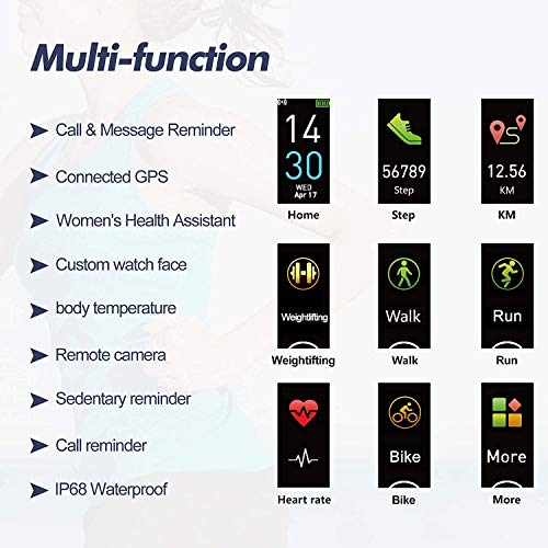 TOPLUS Smartwatch,Pulsera Actividad Inteligente,Cronómetros,Calorías,Monitor de Sueño,Podómetro Pulsera Actividad Inteligente Impermeable IP68 Smartwatch Hombre Reloj Deportivo para Android iOS