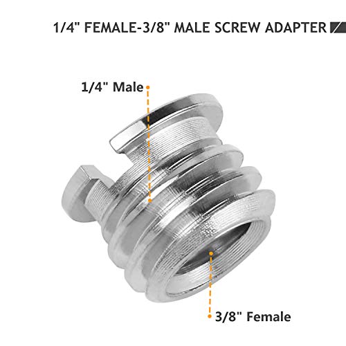 Tornillo Camara Adaptador 1/4 a 3/8 Kit Rosca Tripode Convertidor, 22 Piezas de negro Tornillos Convertidores Adaptadores Pulgada de Metal para Cámara, Trípode, Rig de Hombro, Soporte de Luz