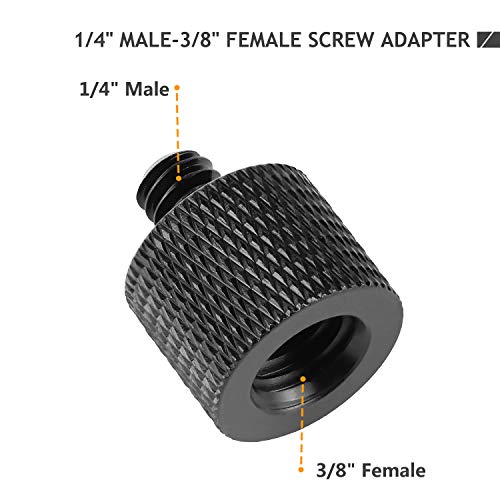 Tornillo Camara Adaptador 1/4 a 3/8 Kit Rosca Tripode Convertidor, 22 Piezas de negro Tornillos Convertidores Adaptadores Pulgada de Metal para Cámara, Trípode, Rig de Hombro, Soporte de Luz