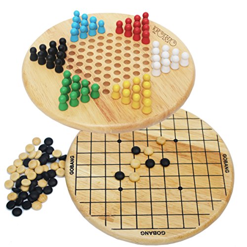 Toys of Wood Oxford TOWO Juego de Damas Chinas y Gobang (Cinco en una Fila) - Juego de Mesa Familiar 2 en 1 - Juegos de Mesa de 6 años y Adultos - Juegos de Madera para Toda la Familia.