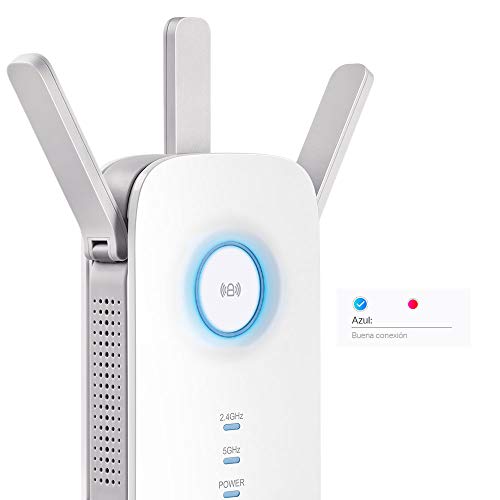 TP-Link AC1750 (RE455) - Repetidor WiFi Inalámbrico, Velocidad Banda Dual, Extensor de Red y Punto de Acceso, Compatible con Módem Fibra y ADSL, Indicador Luz Inteligente, 1xPuerto Gigabit