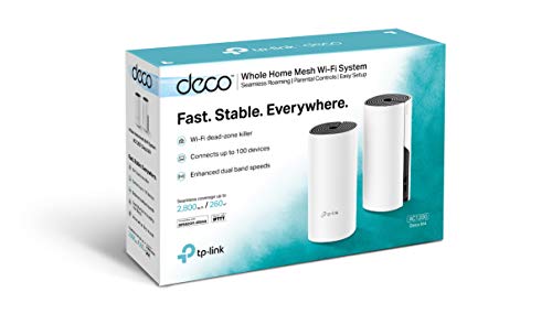 TP-Link Deco M4 (2 Pack) - AC1200 Router, Repetidor de Wi-fi, Mesh Wi-fi Inteligente, Doble Banda 2.4GHz/5GHz hasta 260 m², 2xPuertos Gigabit,MU-MIMO, Hasta 100 Dispositivos, Control Parental