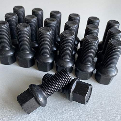 TRACER PO VO R14 - Tornillos de rueda (20 unidades, M14 x 1,5, 35 mm), color negro