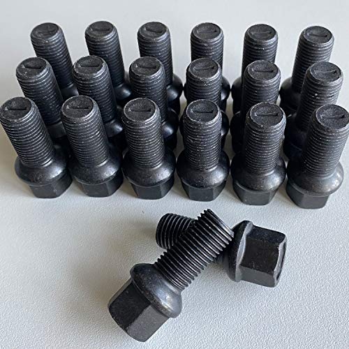 TRACER PO VO R14 - Tornillos de rueda (20 unidades, M14 x 1,5, 35 mm), color negro