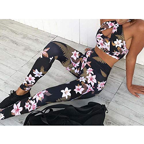 Traje Deportivo para Mujer Chaleco De Yoga Sujetador Leggings Conjunto Deportivo Outdoor Confortable Flores Gederuckt Elastic tee Sportwear Fitness Mujeres Camisa Pantalones Yoga Entrenamiento Correr