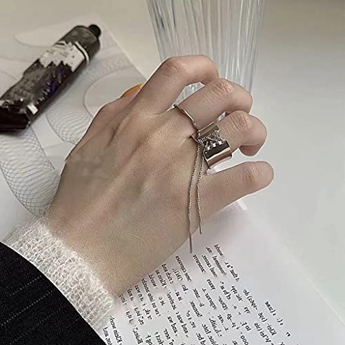 Trendy Chain Rings for Women Men Lover Couple Silver Color Metallic Rings Friendship Adjustable Open Rings Jewelry hip pop ring open finger rings chain ring for men women unisex jewelry making