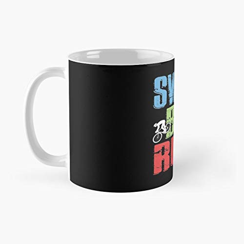 Triathlon- Swim Bike Run Triathlete Classic Taza de café divertida de 325 ml