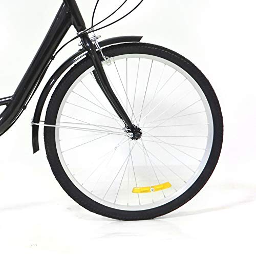 Triciclo para adultos, 6 velocidades, 8 velocidades, bicicleta para adultos + cesta de luz, carga máxima 110 kg, 165 cm x 66 cm, color negro