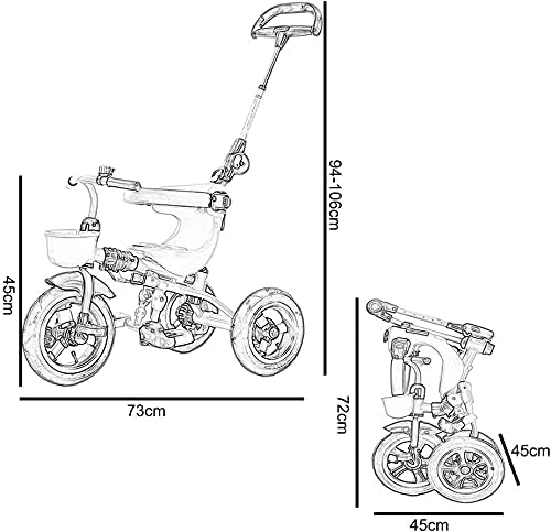 Triciclo para bebé, rueda vacía de titanio, multifunción, 3 en 1, plegable con un solo botón, bebé de 1 a 6 años al aire libre, 2 colores, (94-106) X73x45cm (color: verde) s por 1-3 Sí Happy house