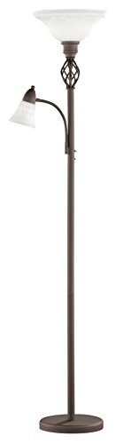 Trio Rustica - Lámpara de pie con brazo lector, 100W, IP20, 400 lumens, E27, color oxido