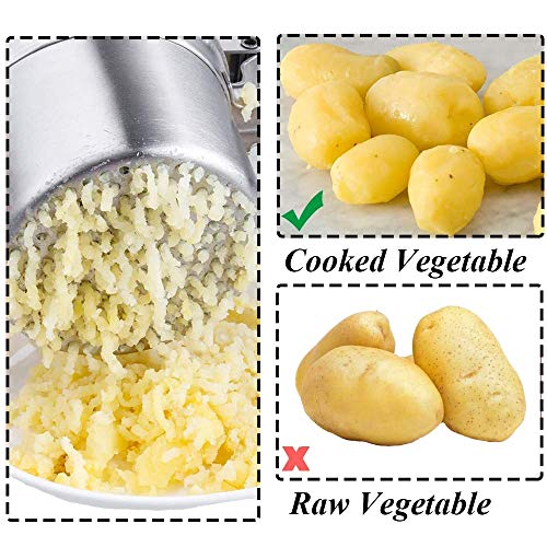 Triturador Patatas Acero Inoxidable, Prensa para Patatas, Prensa Patatas Manual, Acero Inoxidable Profesional Machucador con 3 Discos Intercambiables para Frutas, Verduras, Comida Para Bebés