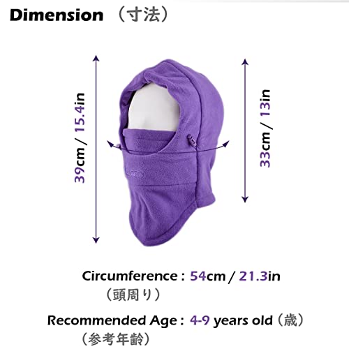 TRIWONDER Pasamontañas Sombrero Máscara de esquí Clima Frío Mascarilla Cuello Calentador de nariz de invierno para Niños (Violeta)