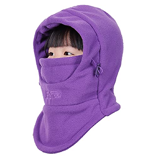 TRIWONDER Pasamontañas Sombrero Máscara de esquí Clima Frío Mascarilla Cuello Calentador de nariz de invierno para Niños (Violeta)