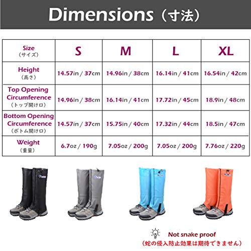 TRIWONDER Polainas Impermeable de Senderismo para piernas a Prueba de Viento Nieve Lluvia para Montaña Caza Esquí Escalada (1 Par)(Nananja,S)