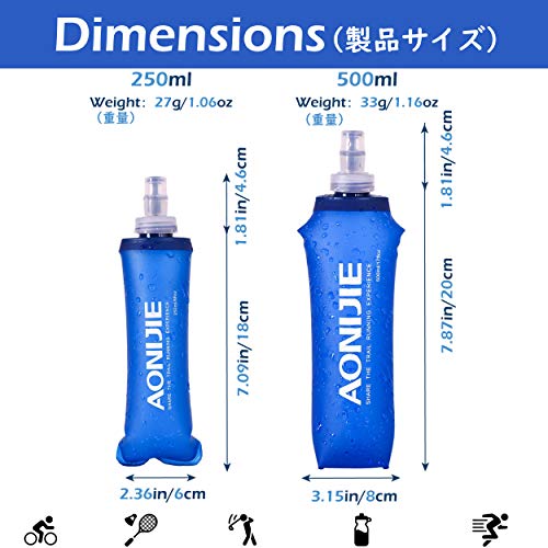 TRIWONDER TPU Botella Soft Flask Bolsa de Hidratación Plegable a Prueba de Fugas Ideal para Mochila de Hidratación para Correr Ciclismo Senderismo (500 ml / 16.9 oz - Paquete de 2)