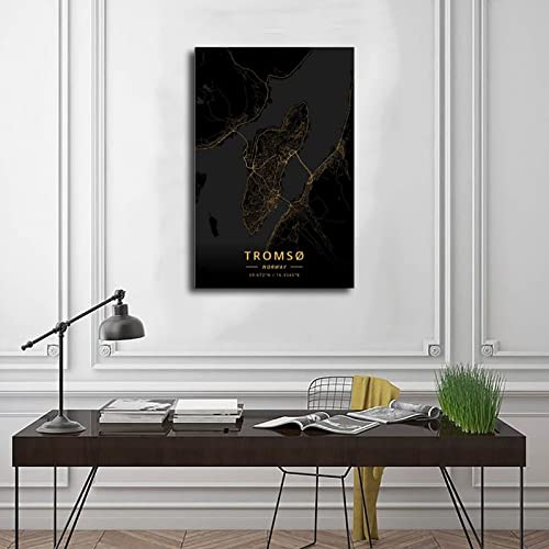 Tromso Noruega - Póster de lienzo para decoración de dormitorio, paisaje deportivo, oficina, decoración de habitación, marco de regalo: 30 x 45 cm