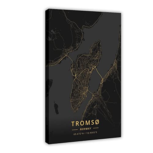 Tromso Noruega - Póster de lienzo para decoración de dormitorio, paisaje deportivo, oficina, decoración de habitación, marco de regalo: 30 x 45 cm