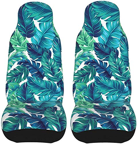 Tropical Banana Leaves - Juego de 2 fundas para asientos de coche, asientos delanteros, solo para coches, manta de sillín delantero, ajuste universal para vehículo, sedán, SUV y camión, interior de a